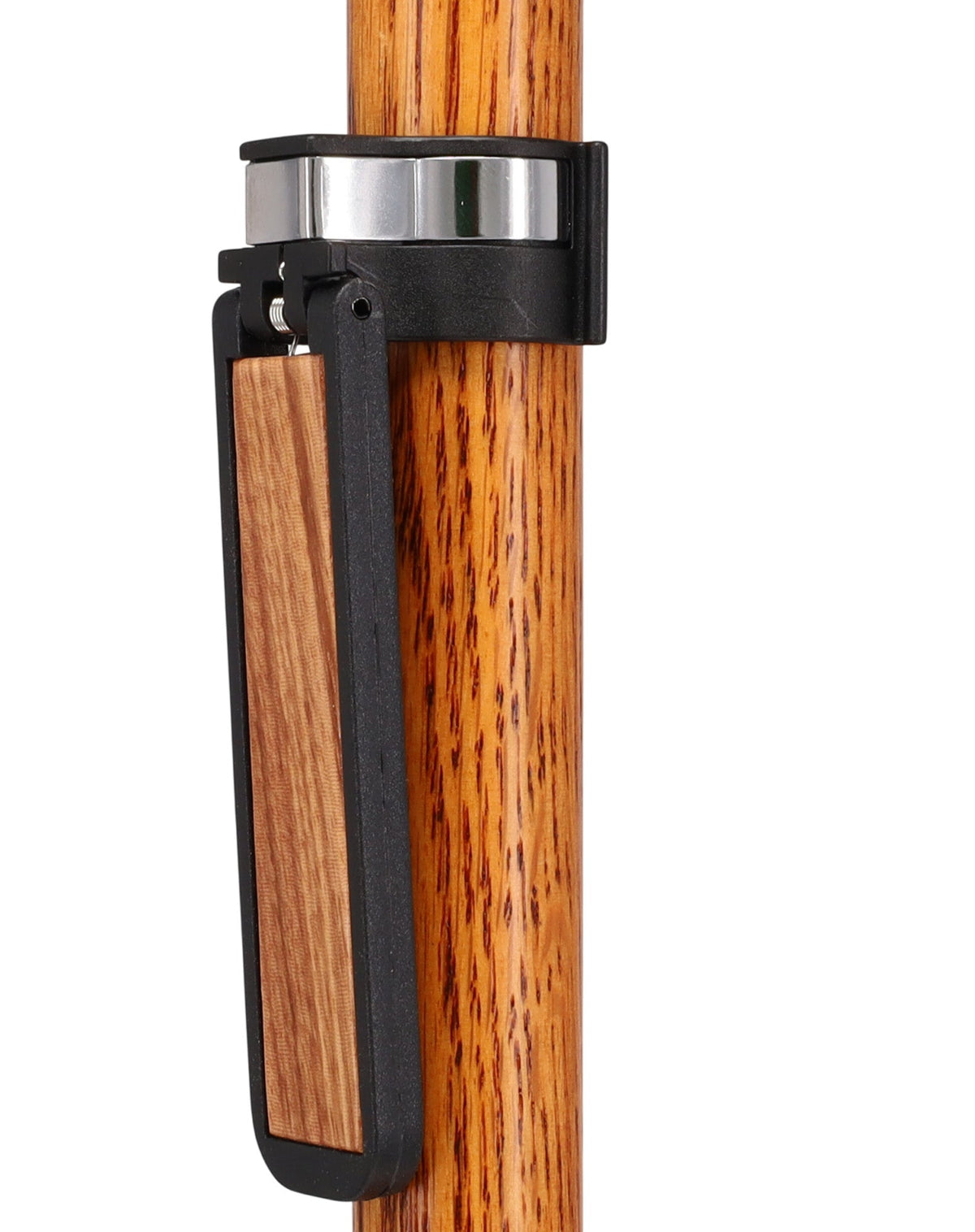 Auto Flip-Up Zebrano Wood Cane Holder: Easy Store-Away Design Clip Table Holder - Tophatter Daily Deals