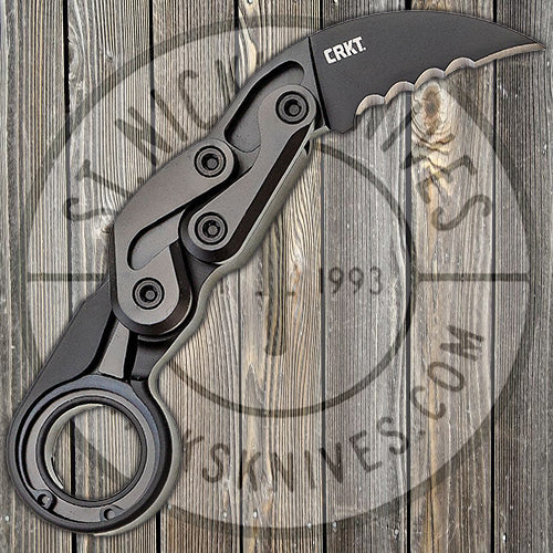 CRKT Provoke - Kinematic Folding Karambit - Veff Serrations - D2 Steel - Black Aluminum Handle - 4040V Knives - Tophatter Daily Deals