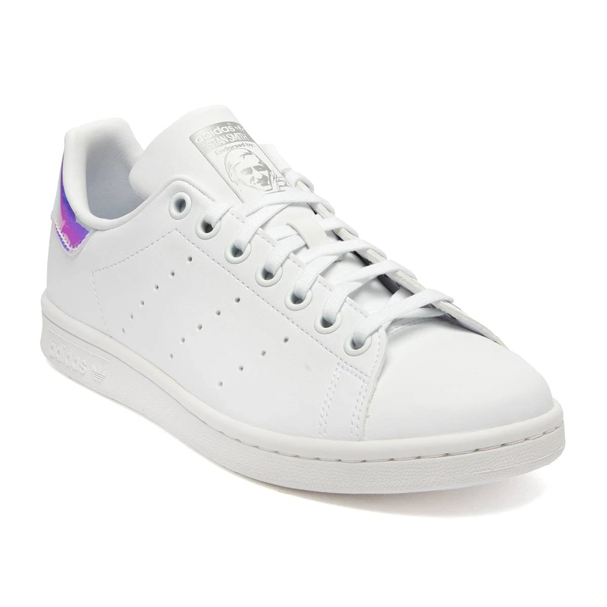 adidas Youth Stan Smith J Shoes Cloud White Cloud White Silver Metallic Footwear - Tophatter Daily Deals
