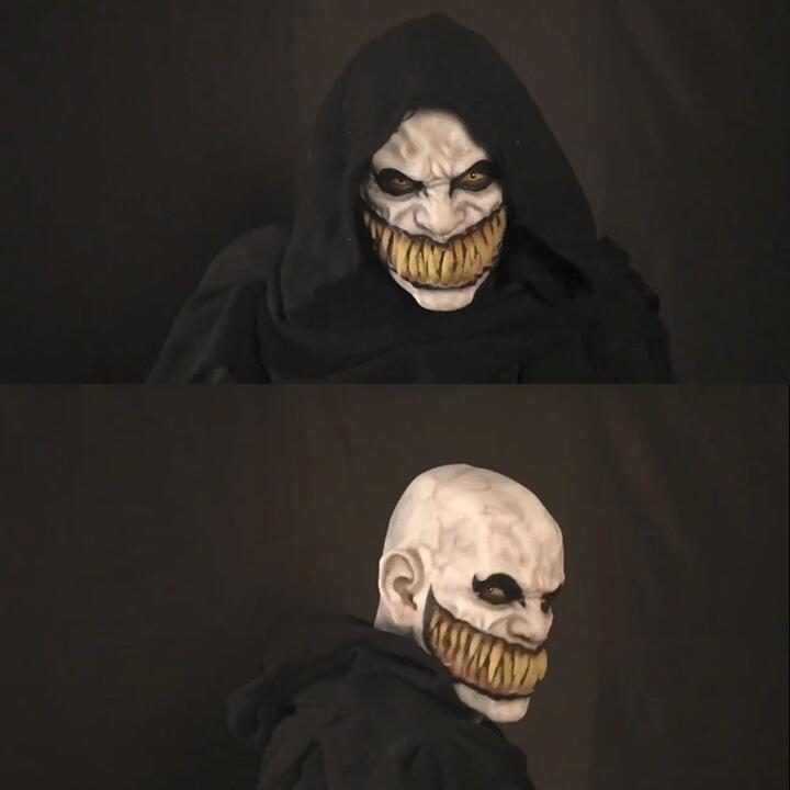 Halloween Mask Latex Full Face Balaclava Scary Prop 2025 Black 3D Changing Face Moving Picture Frame - Tophatter Daily Deals