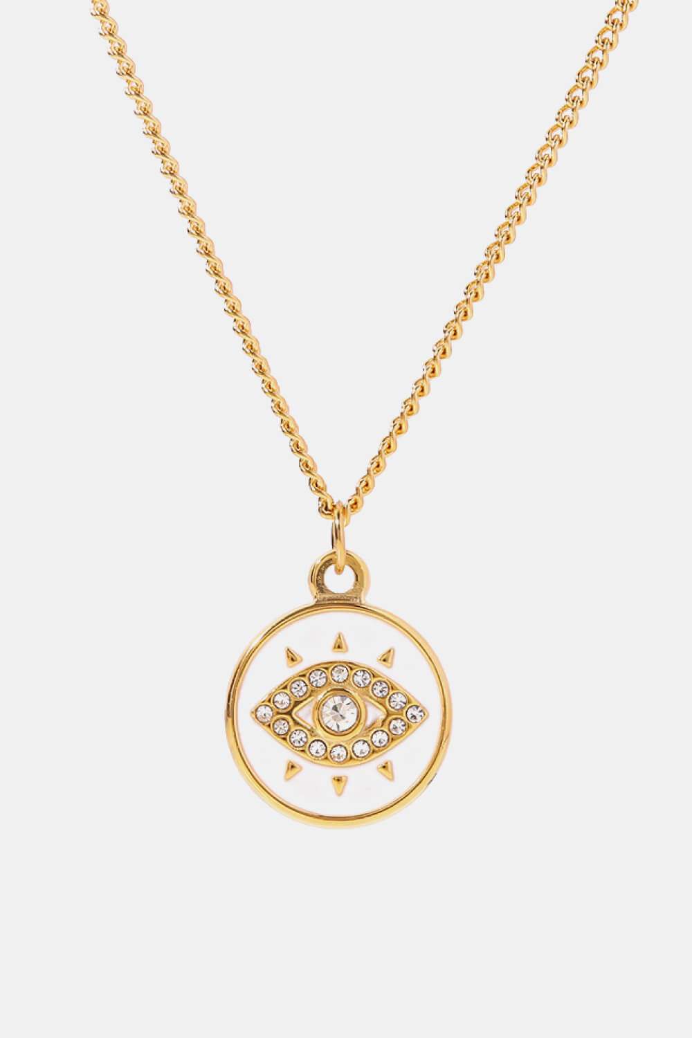 Cubic Zirconia Evil Eye Pendant Chunky Chain Necklace White One Size Necklaces - Tophatter Daily Deals