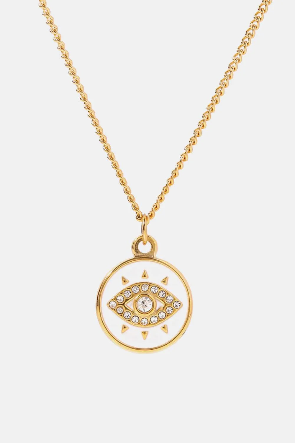 Cubic Zirconia Evil Eye Pendant Chunky Chain Necklace White One Size Necklaces - Tophatter Daily Deals
