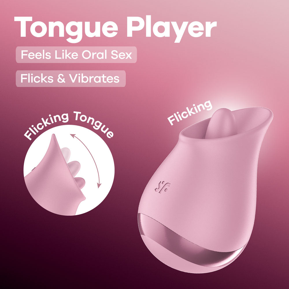 Satisfyer Tongue Player – USB Rechargeable Flicking Silicone Oral Stimulator > Sex Toys For Ladies > Clitoral Vibrators and Stimulators - Tophatter Daily Deals