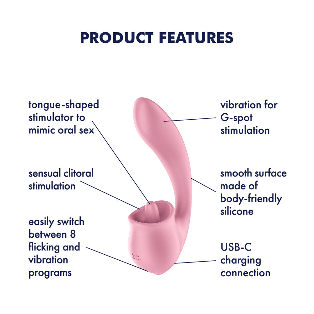 Satisfyer Tongue Genius – USB Rechargeable Flexible Silicone Clitoral and Insertable Vibrator > Sex Toys For Ladies > Clitoral Vibrators and Stimulators - Tophatter Daily Deals