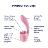 Satisfyer Tongue Genius – USB Rechargeable Flexible Silicone Clitoral and Insertable Vibrator > Sex Toys For Ladies > Clitoral Vibrators and Stimulators - Tophatter Daily Deals