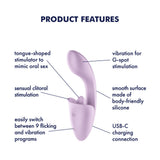 Satisfyer Tongue Expert (Violet) – USB Rechargeable 18 cm Silicone Vibrator > Sex Toys For Ladies > Clitoral Vibrators and Stimulators - Tophatter Daily Deals