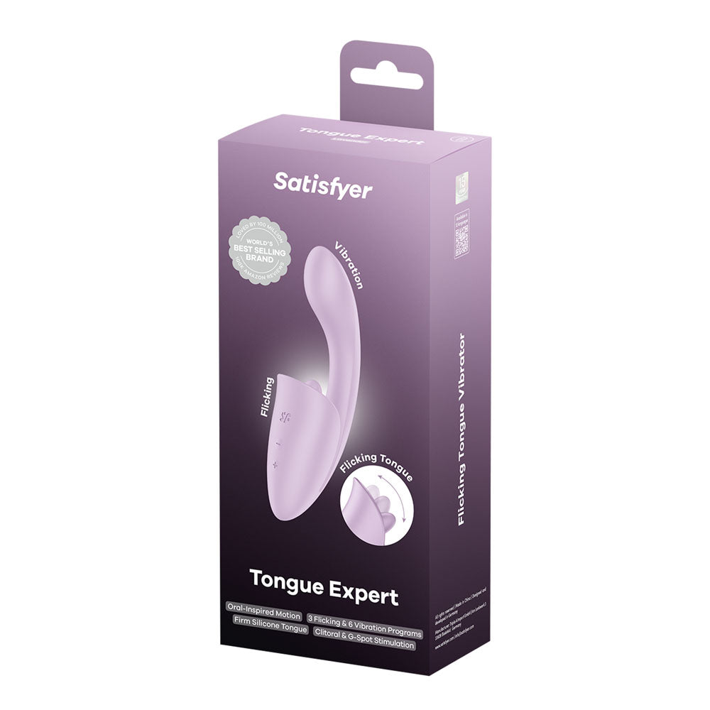 Satisfyer Tongue Expert (Violet) – USB Rechargeable 18 cm Silicone Vibrator > Sex Toys For Ladies > Clitoral Vibrators and Stimulators - Tophatter Daily Deals