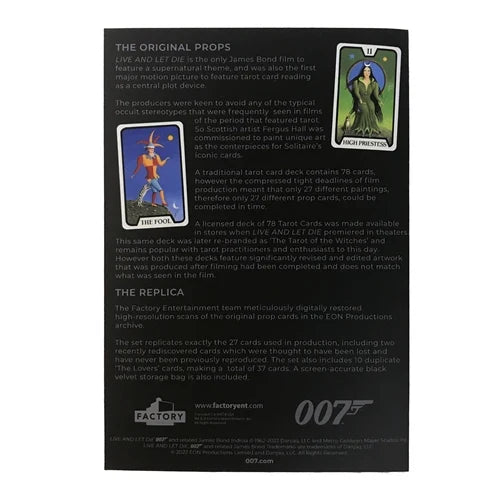 Factory Entertainment James Bond: Live and Let Die Tarot Cards Limited Edition Prop Replica Set Playing Cards - Tophatter Daily Deals