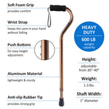 Super Heavy Duty Bronze - 600lb Capacity Aluminum Cane Extra Strong Walking Canes - Tophatter Daily Deals
