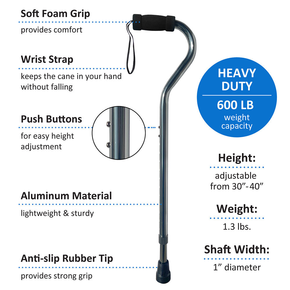 Super Heavy Duty Aluminum Cane: Gray, 600lb Capacity Extra Strong Walking Canes - Tophatter Daily Deals