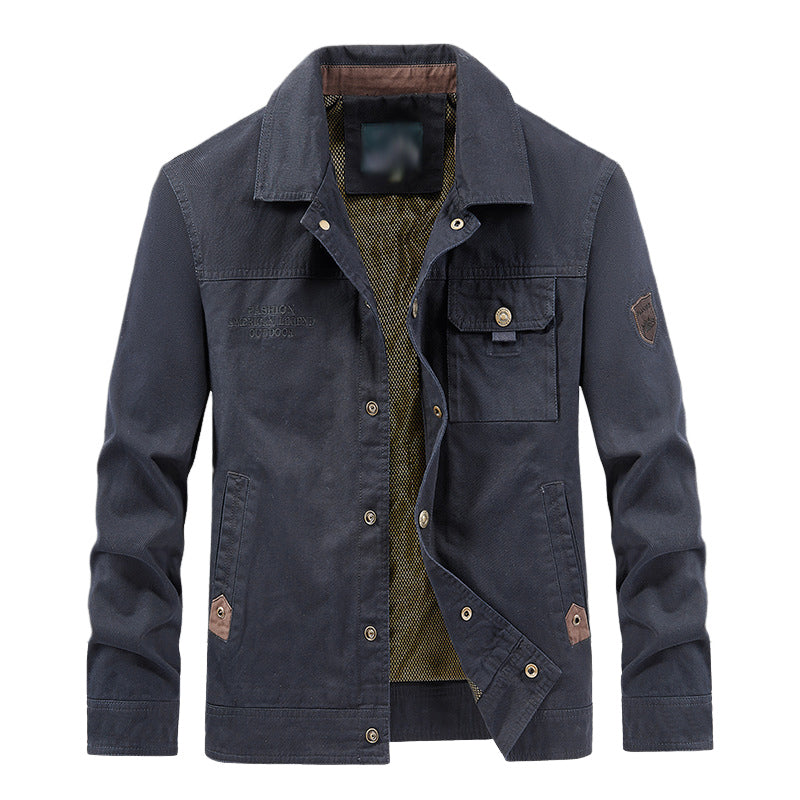 Breathable Durable Men's Work Jacket - Shirt Collar, Cotton Blue - Tophatter Daily Deals