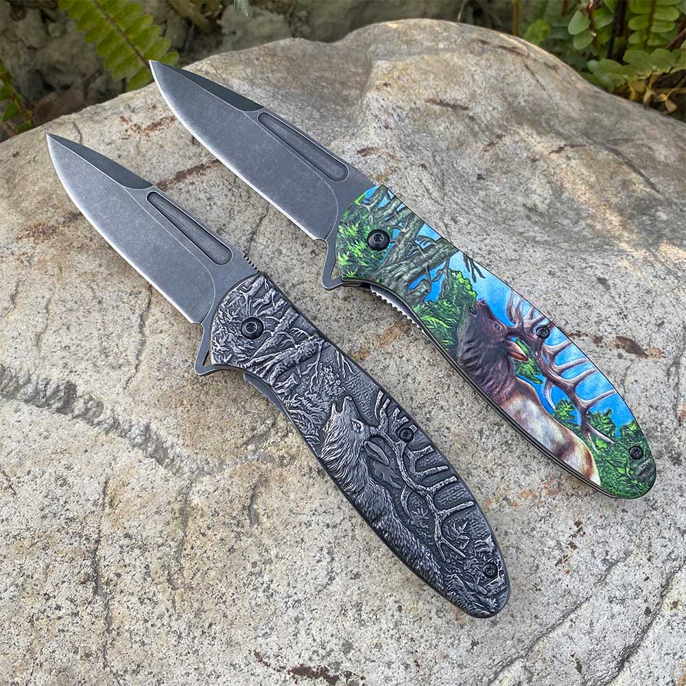 Male Deer Folding Knife Portable Camping Tool - Tophatter Daily Deals