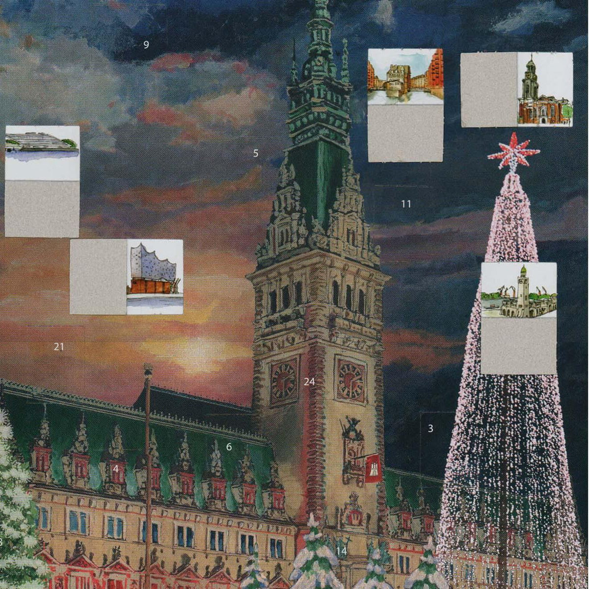 Hamburg Christmas Advent Calendar | Traditional Door Picture Advent Calendar Advent Calendar - Tophatter Daily Deals