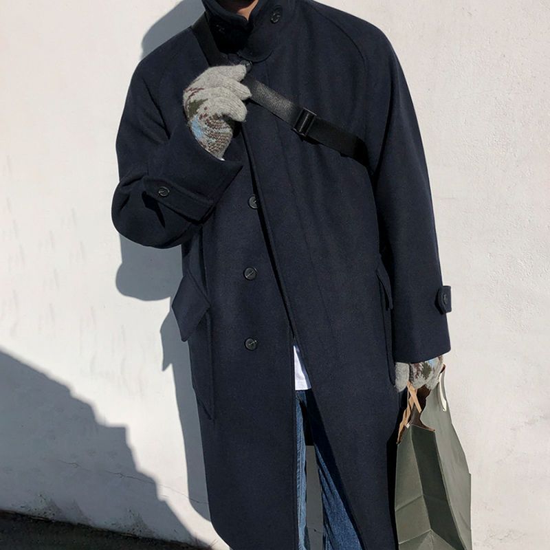 Oversized Men's Trench Coat - Relaxed Woolen, Autumn 3D Changing Face Moving Picture Frame - Tophatter Daily Deals