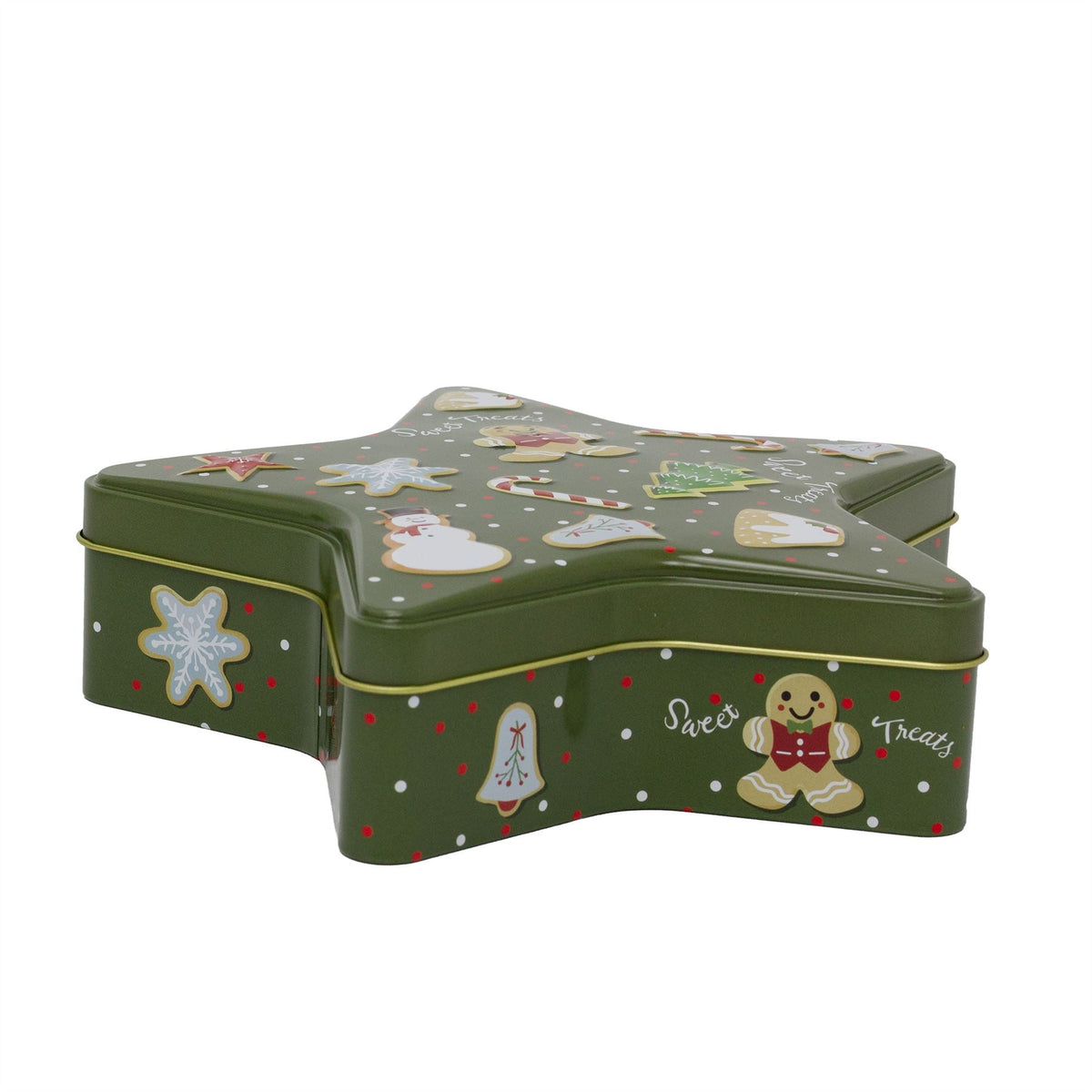 Green Star Christmas Tin Storage Boxes | Cookie Biscuit Tin Star Gift Box 19cm Tin - Tophatter Daily Deals