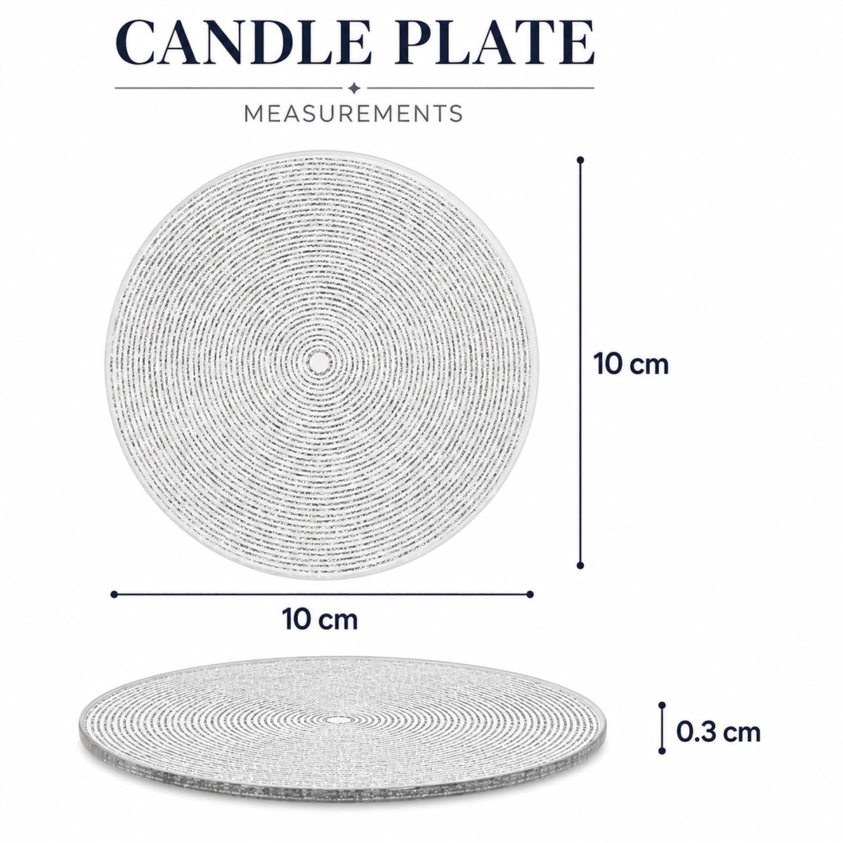 Silver Glitter Candle Coaster, 10cm Glass Candle Plate for Pillar Candles Candle Plate - Tophatter Daily Deals
