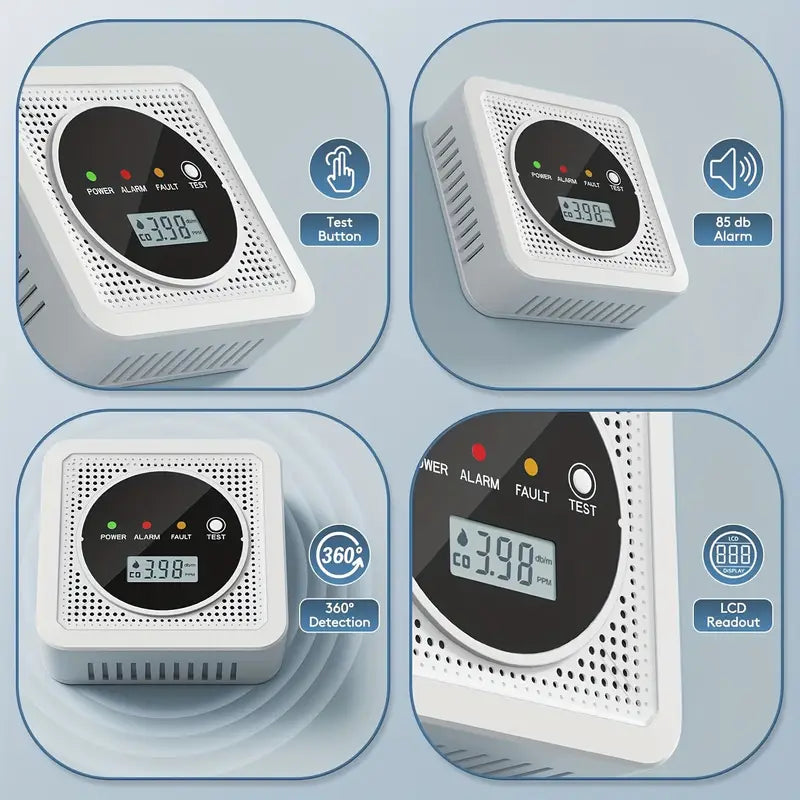 Dual Sensor Smoke & Carbon Monoxide Detector Alarm with LCD Display Smart Home & Security - Tophatter Daily Deals