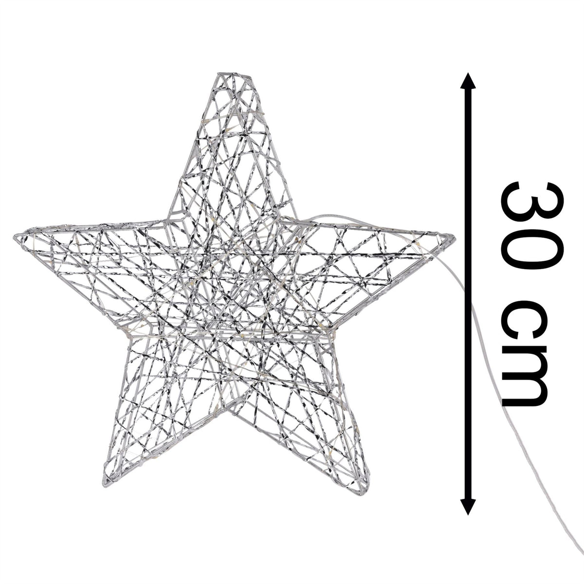 Silver Christmas Star Light | Silver Wire LED Standing Star Decoration - 30cm LED Light - Tophatter Daily Deals