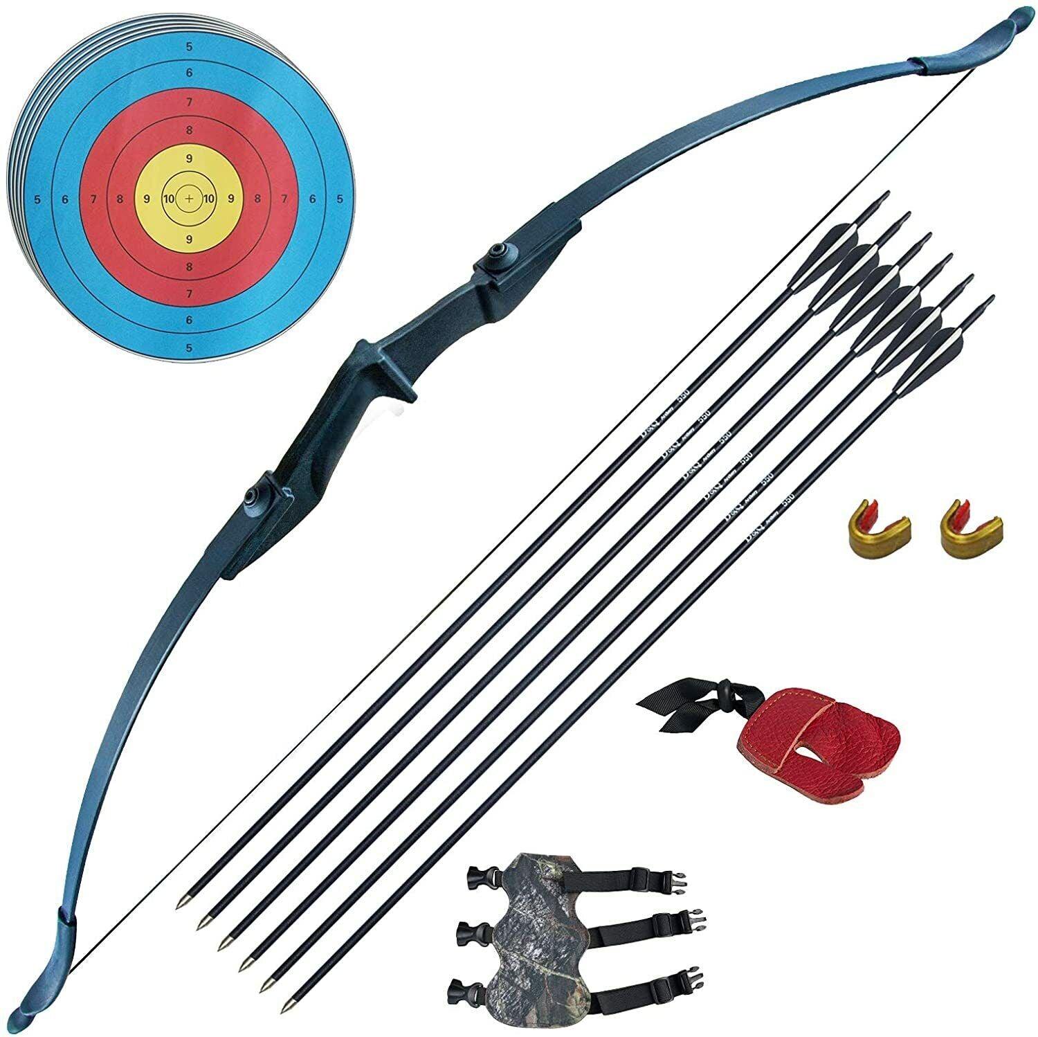 Hunting Bow and Arrow Set - 40lb Long Bow Archery Takedown Recurve Bow and Arrow Set Hunting Training Target Sports & Outdoor - Tophatter Daily Deals