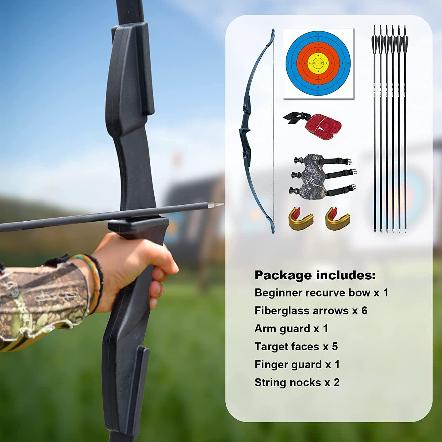 Hunting Bow and Arrow Set - 40lb Long Bow Archery Takedown Recurve Bow and Arrow Set Hunting Training Target Sports & Outdoor - Tophatter Daily Deals