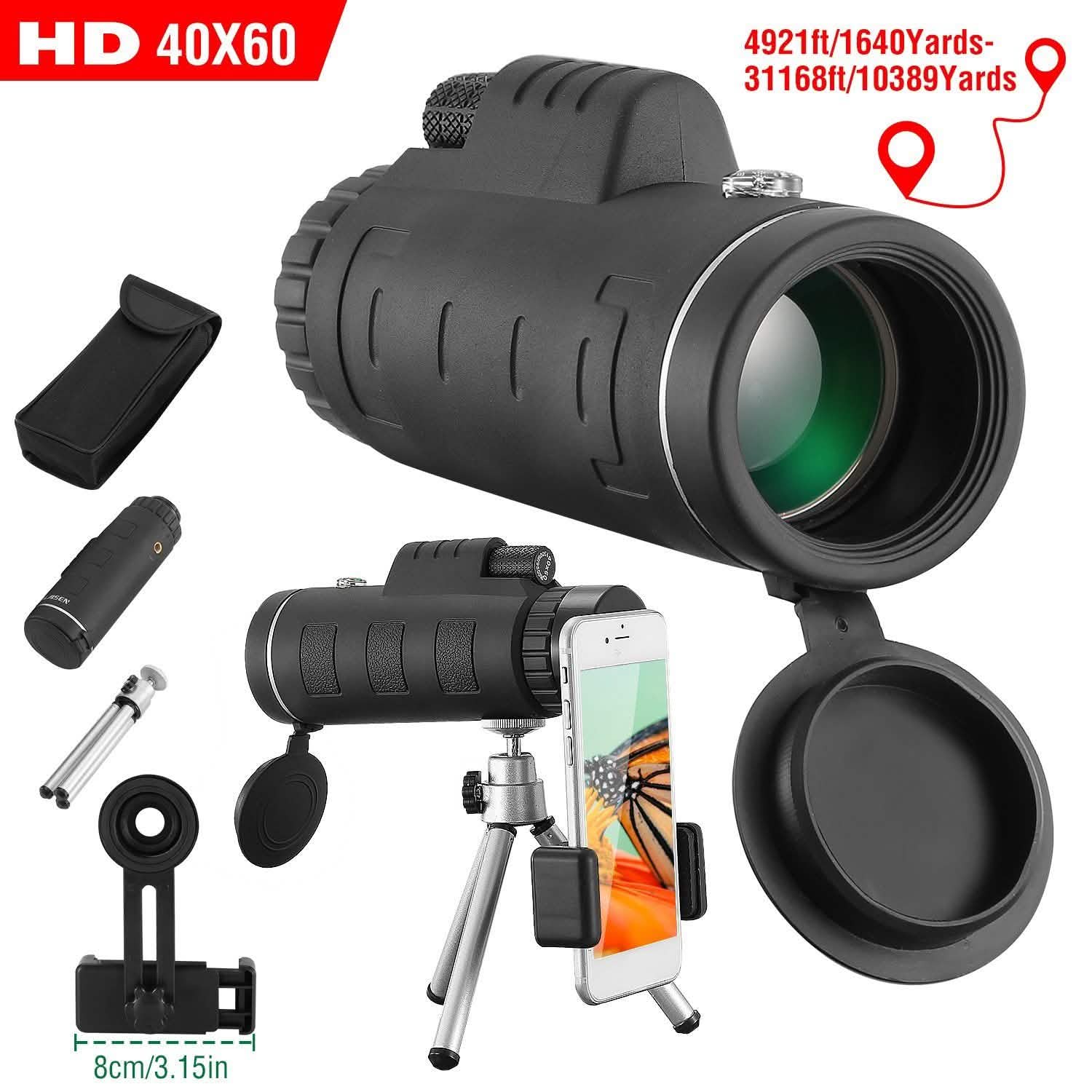 40x60 HD Optical Monocular Telescope with FMC Lens Outdoor Recreation - Tophatter Daily Deals