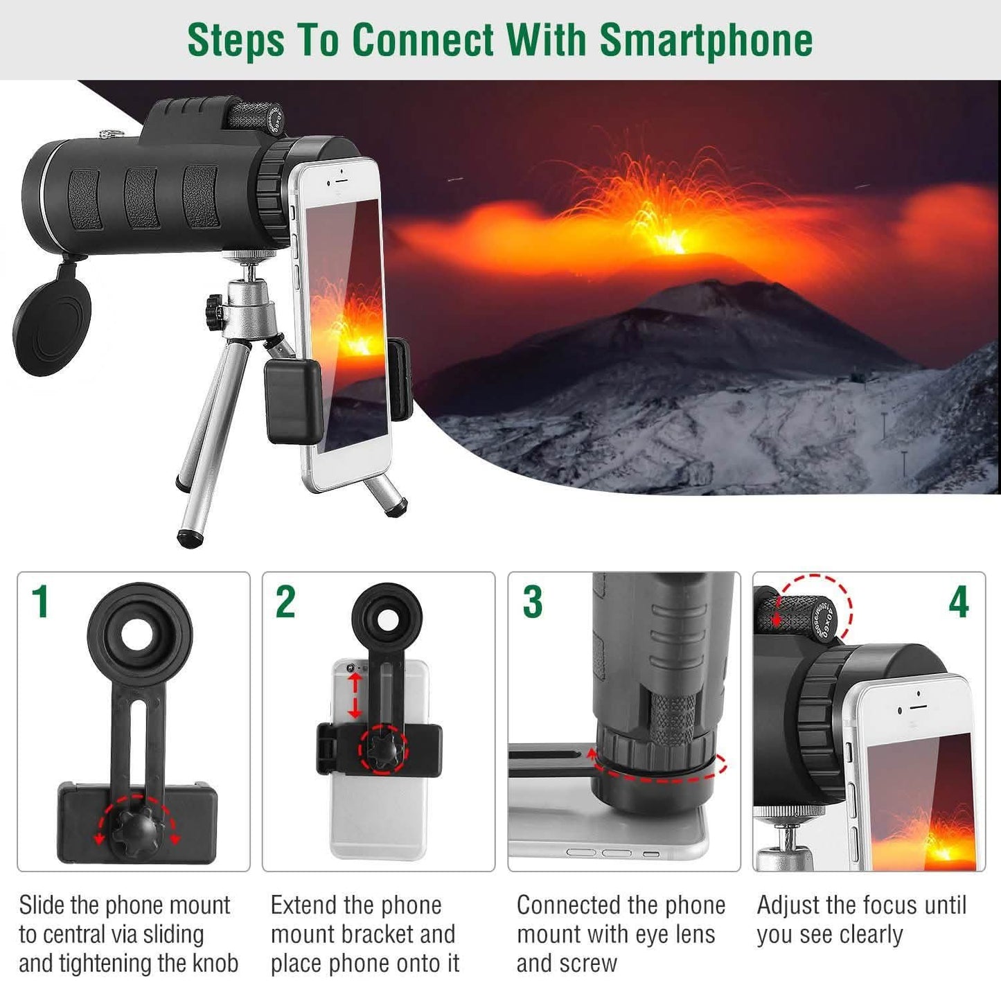 40x60 HD Optical Monocular Telescope with FMC Lens Outdoor Recreation - Tophatter Daily Deals