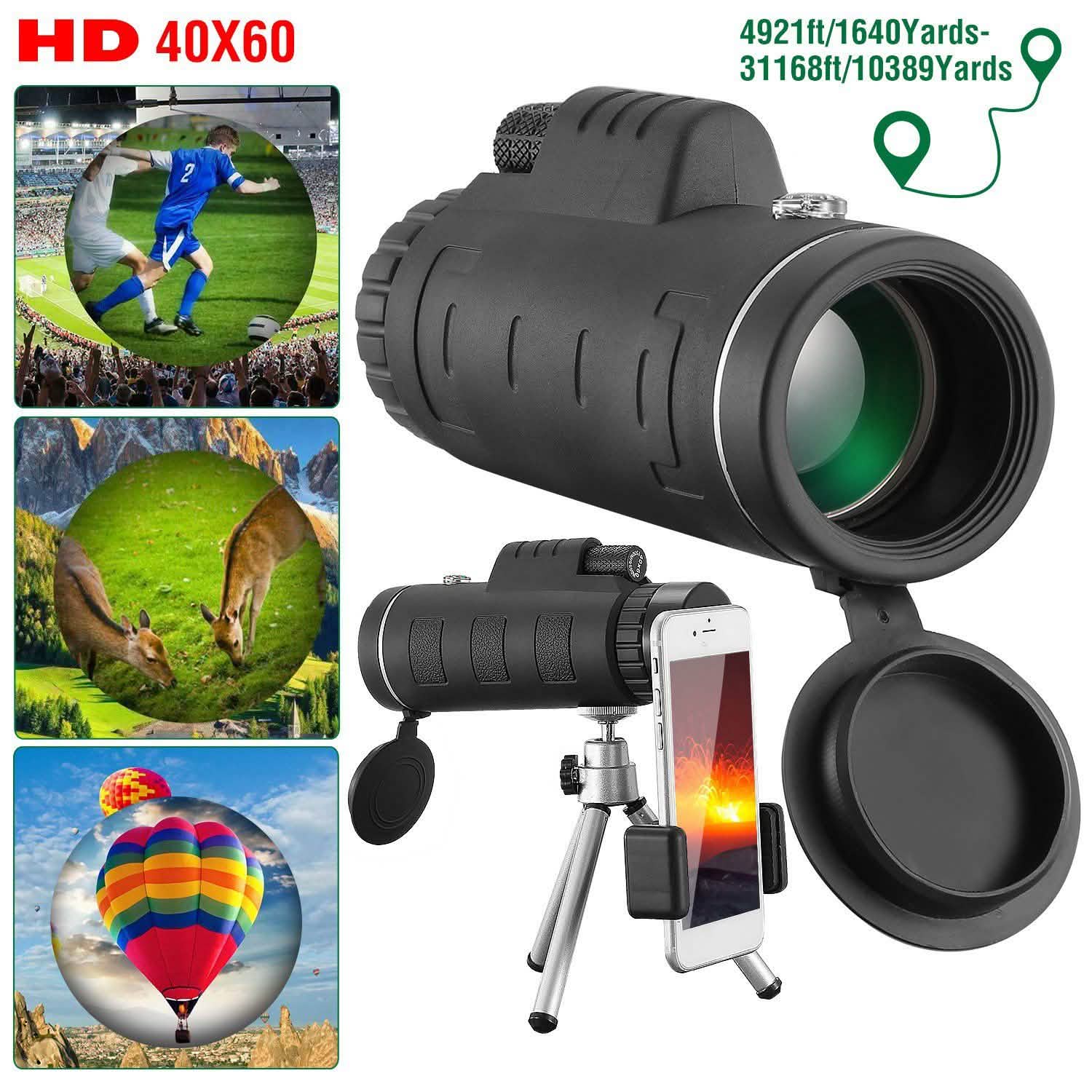 40x60 HD Optical Monocular Telescope with FMC Lens Outdoor Recreation - Tophatter Daily Deals