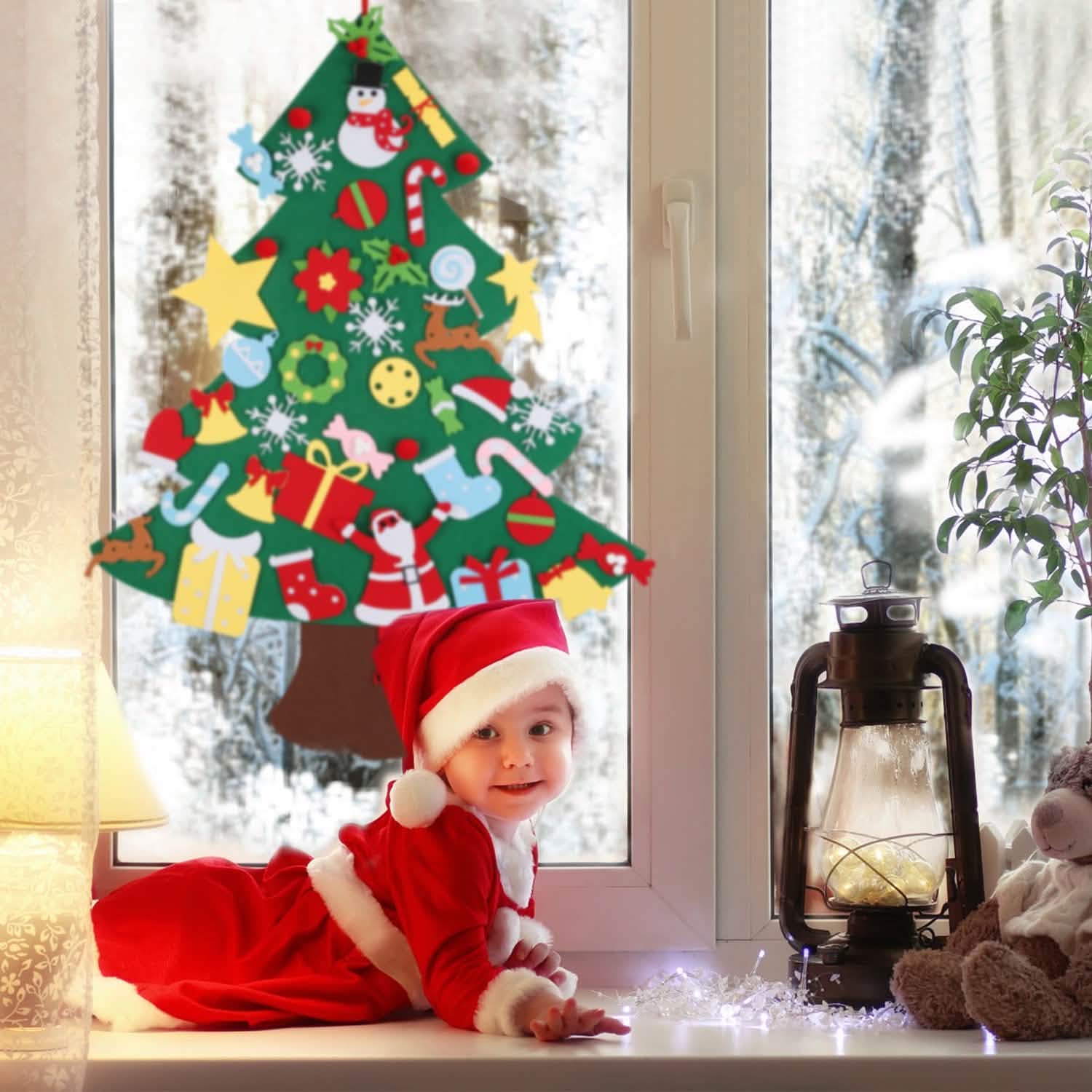 41-Piece: DIY Felt Christmas Tree Detachable Ornaments for Kids Seasonal Decor - Tophatter Daily Deals