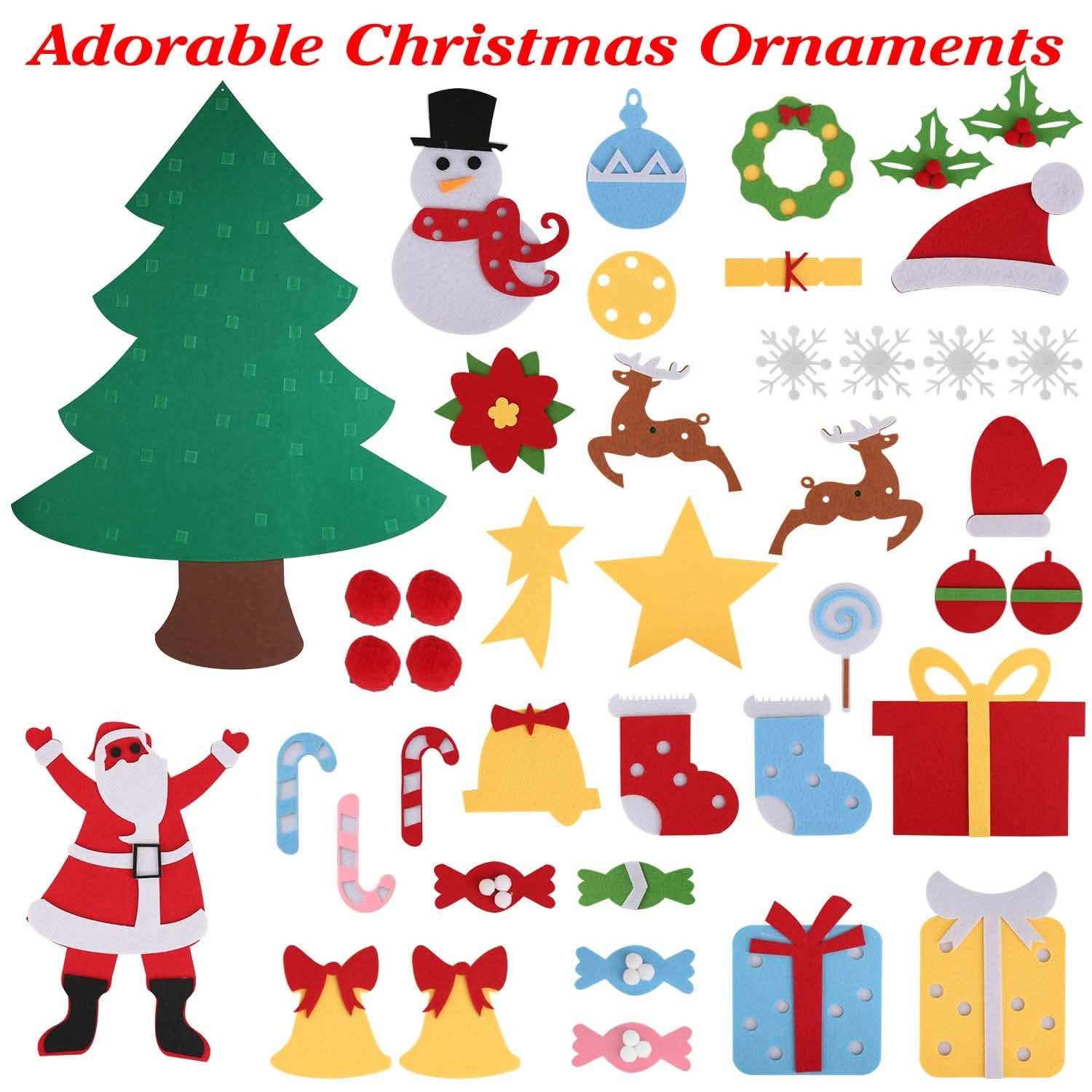 41-Piece: DIY Felt Christmas Tree Detachable Ornaments for Kids Seasonal Decor - Tophatter Daily Deals