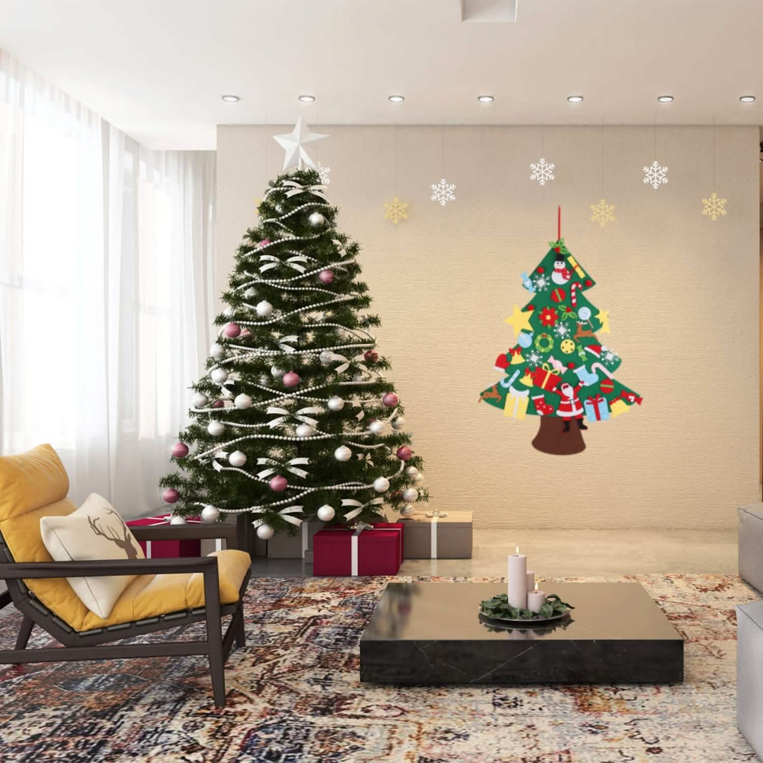 41-Piece: DIY Felt Christmas Tree Detachable Ornaments for Kids Seasonal Decor - Tophatter Daily Deals