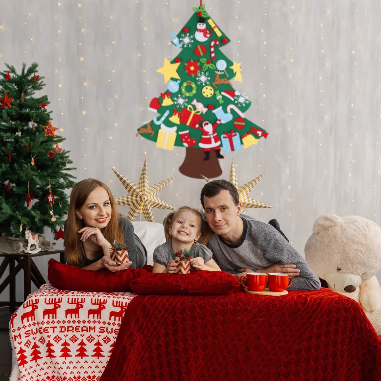 41-Piece: DIY Felt Christmas Tree Detachable Ornaments for Kids Seasonal Decor - Tophatter Daily Deals