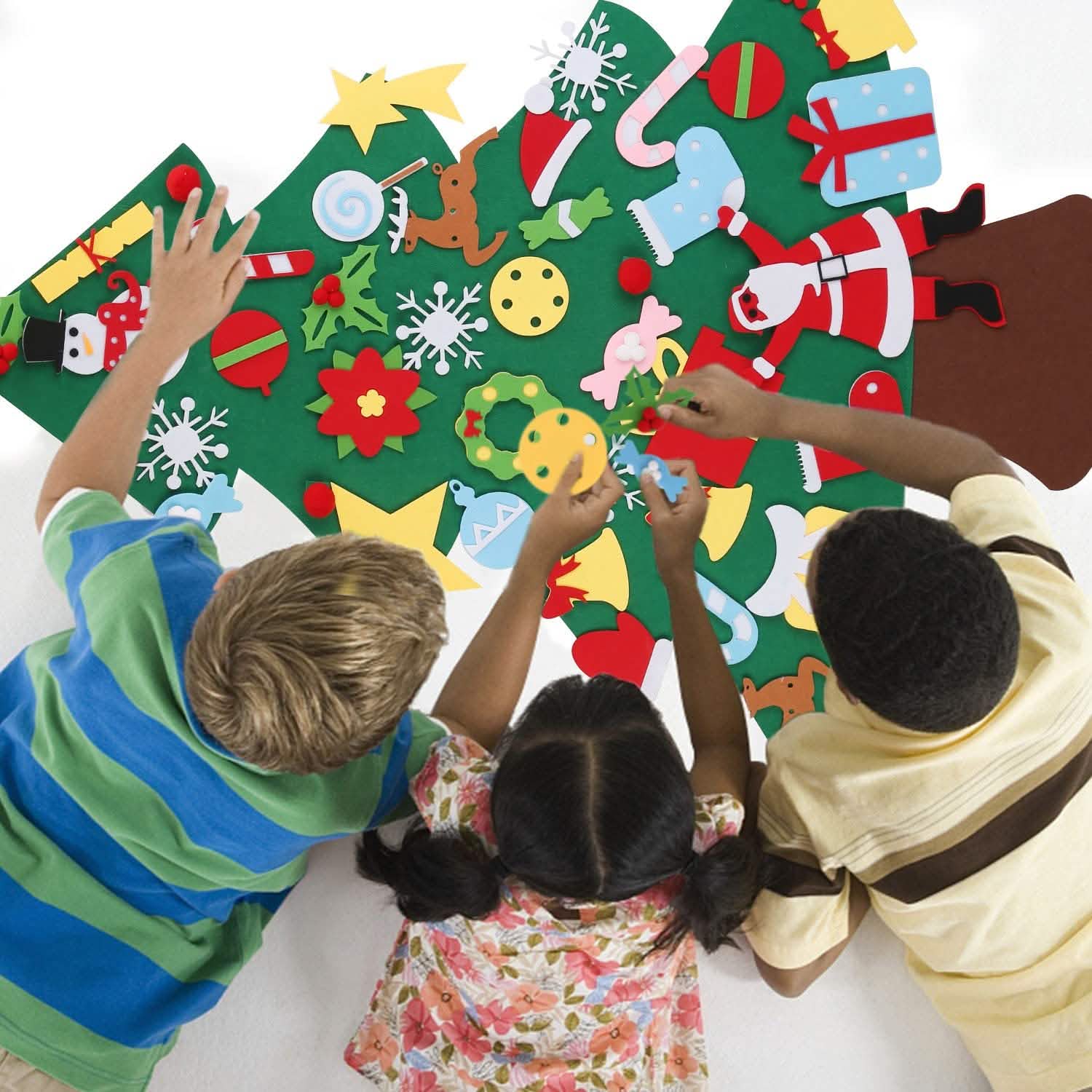41-Piece: DIY Felt Christmas Tree Detachable Ornaments for Kids Seasonal Decor - Tophatter Daily Deals