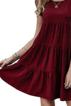 Ruffled Round Neck Cap Sleeve Mini Dress Casual Dresses - Tophatter Daily Deals