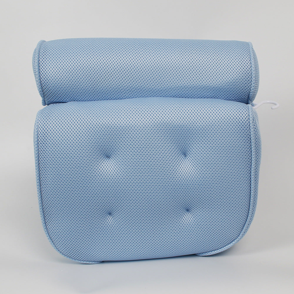 6 suction cups bath pillow 3D net bathtub pillow Blue 0 - Tophatter Daily Deals