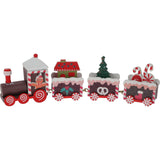 Wooden Christmas Train Set | Mini Toy Train Ornament Festive Decoration - 20cm Train Set - Tophatter Daily Deals