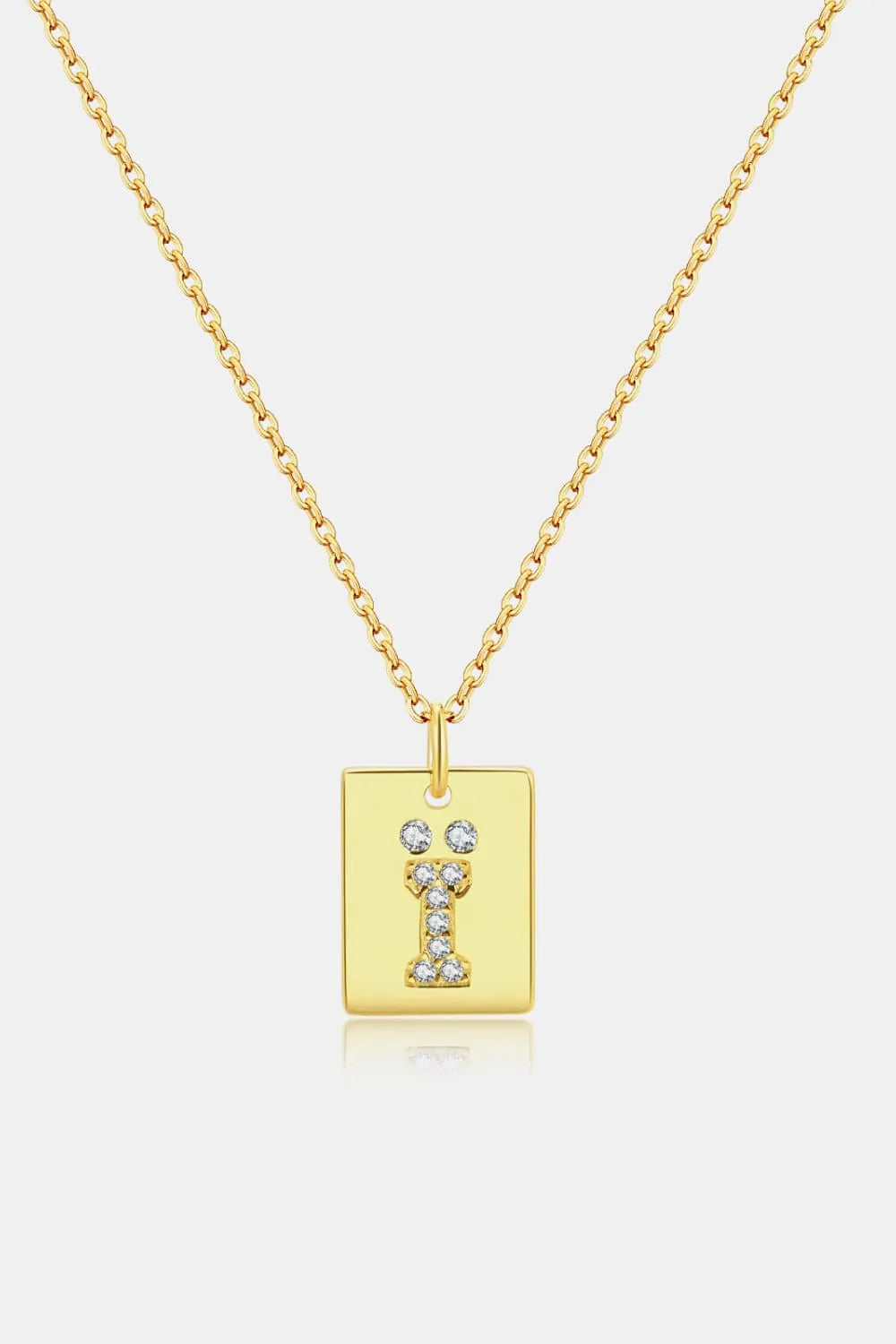 Inlaid Zircon Rectangle Pendant Necklace Gold One Size Necklaces - Tophatter Daily Deals