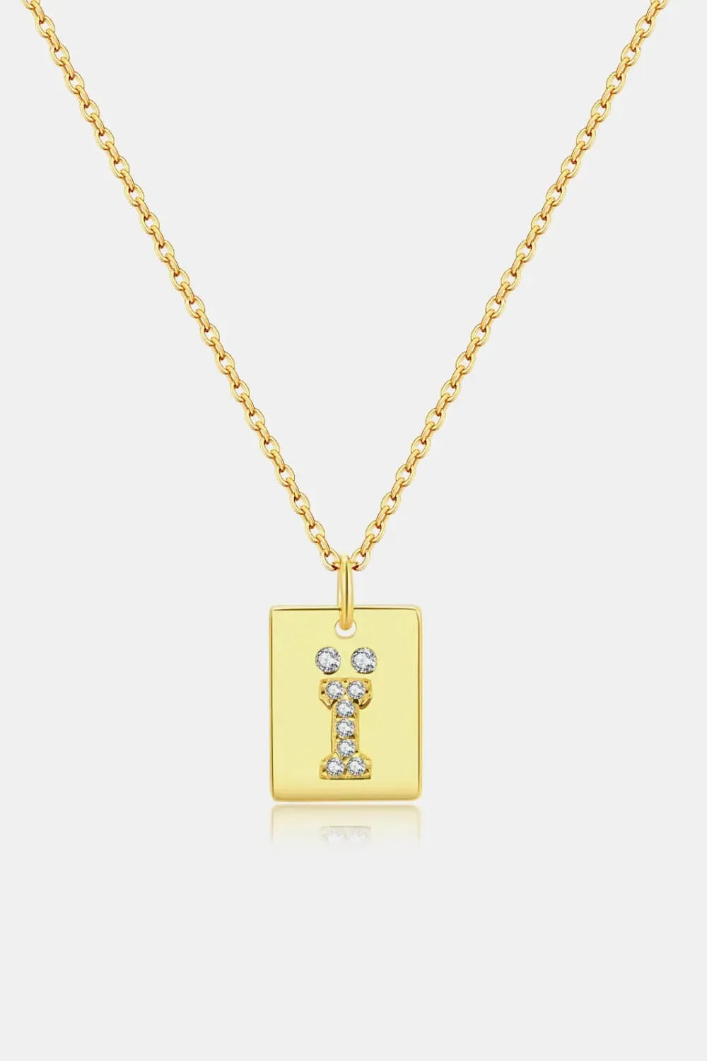 Inlaid Zircon Rectangle Pendant Necklace Gold One Size Necklaces - Tophatter Daily Deals