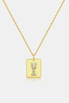 Inlaid Zircon Rectangle Pendant Necklace Gold One Size Necklaces - Tophatter Daily Deals