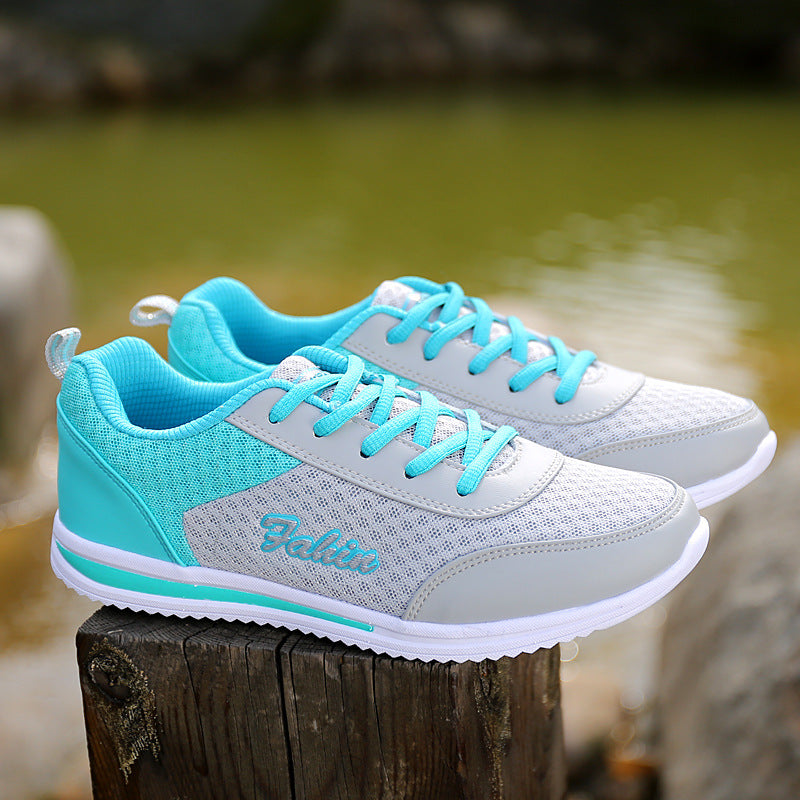 2021 spring summer new big size women's shoes, ladies casual flat sole shoes, sports shoes, fashionable women shoes wholesale Blue 0 - Tophatter Daily Deals
