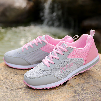 2021 spring summer new big size women's shoes, ladies casual flat sole shoes, sports shoes, fashionable women shoes wholesale Pink 0 - Tophatter Daily Deals