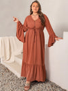 Plus Size V-Neck Flare Sleeve Maxi Dress Casual Dresses - Tophatter Daily Deals