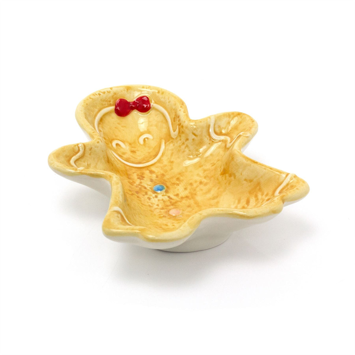 Ceramic Gingerbread Cookie Shaped Christmas Snack Bowl | Festive Serving Dish Bowl - Tophatter Daily Deals