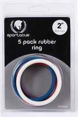 Rainbow 5 Pack Rubber Cock Rings 2 Inch for Extended Pleasure > Cock Ring > Sets - Tophatter Daily Deals