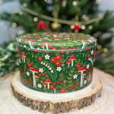 Woodland Mushroom Cake Tin | Round Metal Storage Tin For Bakers - 24 x 12cm Tin - Tophatter Daily Deals
