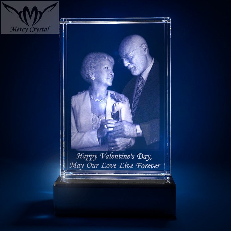 3D Laser Square Crystal Photo Frame With Love Custom Glass Cube 7 - Tophatter Daily Deals