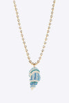 Conch Pendant Rhinestone Necklace Gold Cream Blue One Size Necklaces - Tophatter Daily Deals