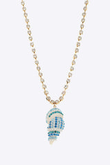 Conch Pendant Rhinestone Necklace Gold Cream Blue One Size Necklaces - Tophatter Daily Deals
