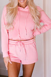 Drawstring Hoodie and Shorts Set Blush Pink Loungewear Sets - Tophatter Daily Deals