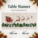 Santa's Sleigh Christmas Table Runner, Gisela Graham Festive Fabric 140cm x 40cm Table Runner - Tophatter Daily Deals