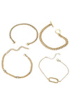 Gold 4Pcs Rhinestone Decor Twist Adjustable Chain Bracelet Set Bracelets - Tophatter Daily Deals